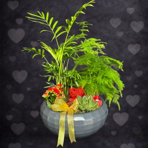 Aşk Bahçesi Aranjman - Antrasit/Kırmızı