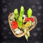 Sümbüllü Kalp Sepet Aranjman